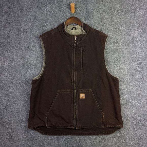 Carhartt Other - Carhartt Vest Mens XL Brown Sandstone Sherpa Lined Mock Neck Workwear V33 DKB
